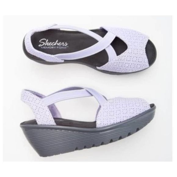 Skechers Shoes - NEW* Skechers Purple Sandals Size 7.5 Lilac Cushioned Memory Foam Heels shoes